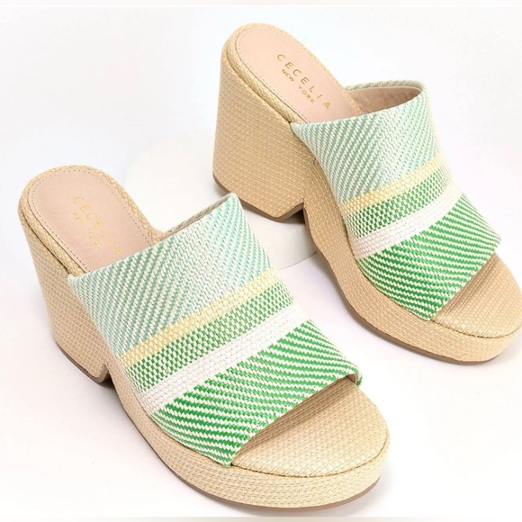 Cecelia New York Platform Sandals - Frost Green Multi Sz 8 - Picture 1 of 11